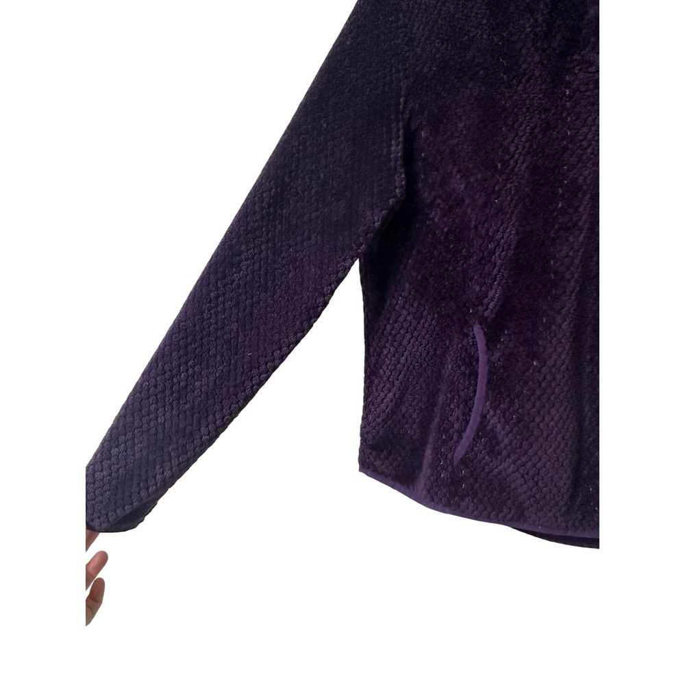 Eddie Bauer Fleece Pullover Womens Medium Purple Snap Neck Honeycomb Textured - Picture 2 of 6